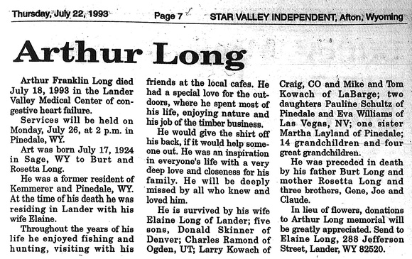 Long, Arthur Franklin (18 July 1993)