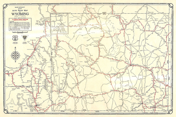 22. 1929, Auto Road Map of Wyoming